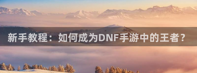 巅峰国际注册：新手教程：如何成为DNF手游中的王者？